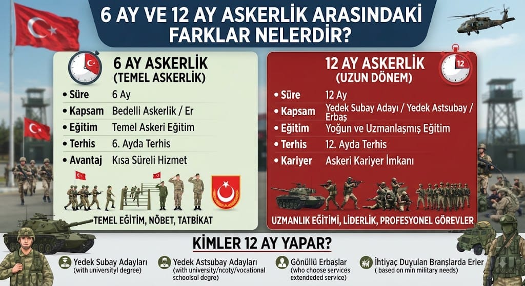 6 Ay ve 12 Ay Askerlik Arasındaki Farklar Nelerdir? Kimler 12 Ay Yapar?