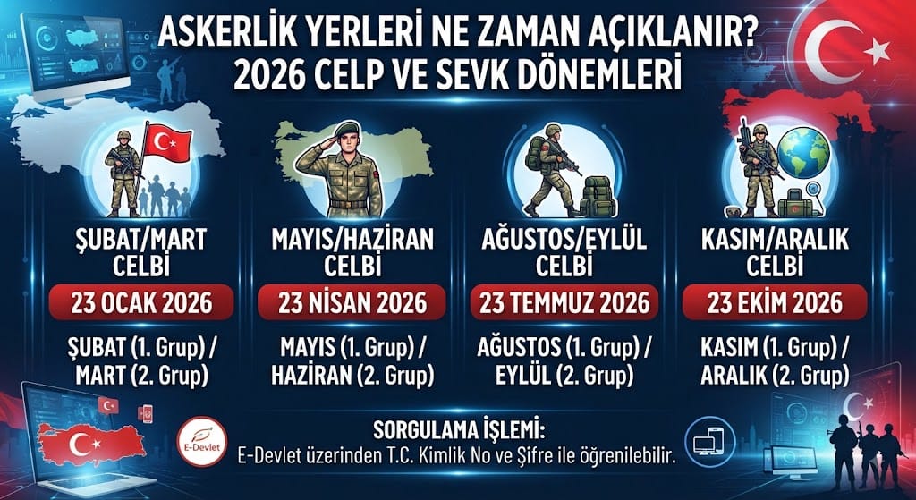 Askerlik Yerleri Ne Zaman Açıklanır? 2026 Celp Dönemleri ve Tarihleri