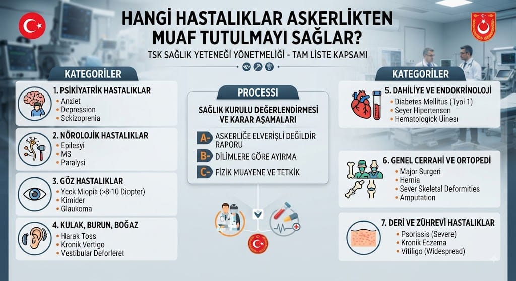 Hangi Hastalıklar Askerlikten Muaf Tutulmayı Sağlar? (Tam Liste Sağlık Yönetmeliği)