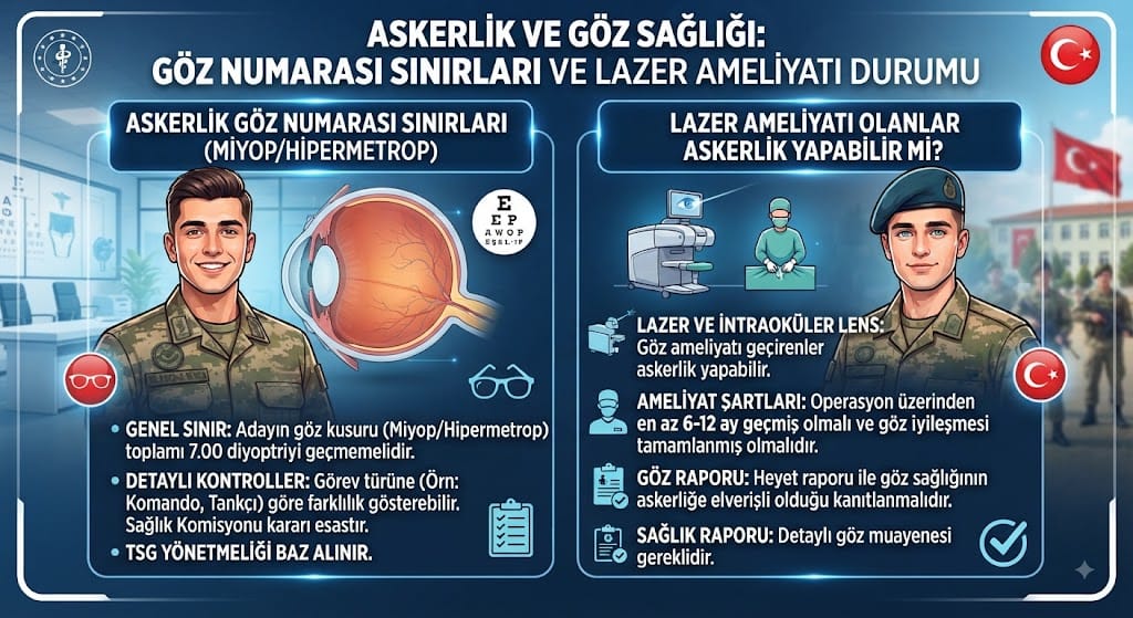 Askerlikte Göz Numarası Sınırı Kaçtır? Lazer Ameliyatı Olanlar Askerlik Yapabilir mi?